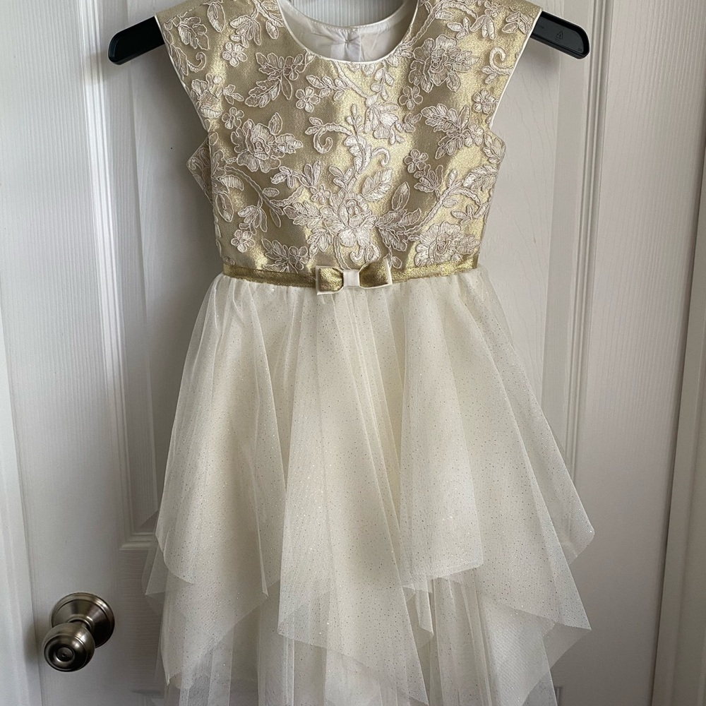 Jona Michelle Gold and Cream Floral Dress
